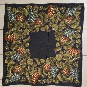 ECHO Vintage 30” scarf in Autumn toned Grape Print/Black Ground EUC